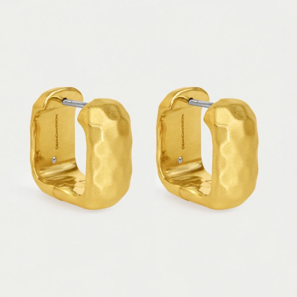 Dean Davidson Nomad Square Huggie Hoops Hammered Gold